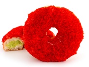   Красный бархат   , верх: бисквитная крошка, начинка: марципановая